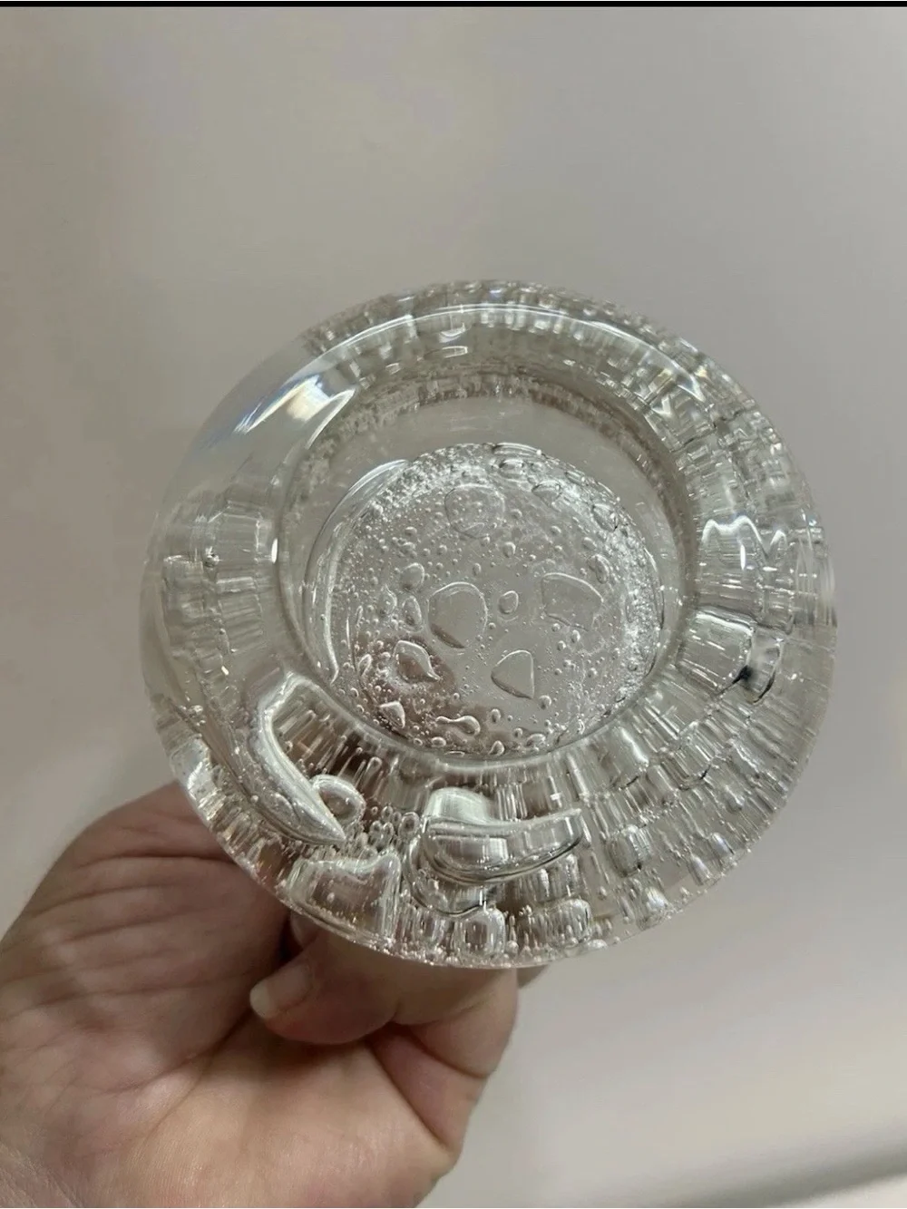 Vtg Royal Limited Crystal Hand Blown Bullicante Glass Votive Holder Bud Vase